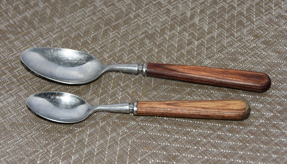 Roberson MCM Rosewood Handles Stainless Steel Flatware Soup Spoon & Teaspoon